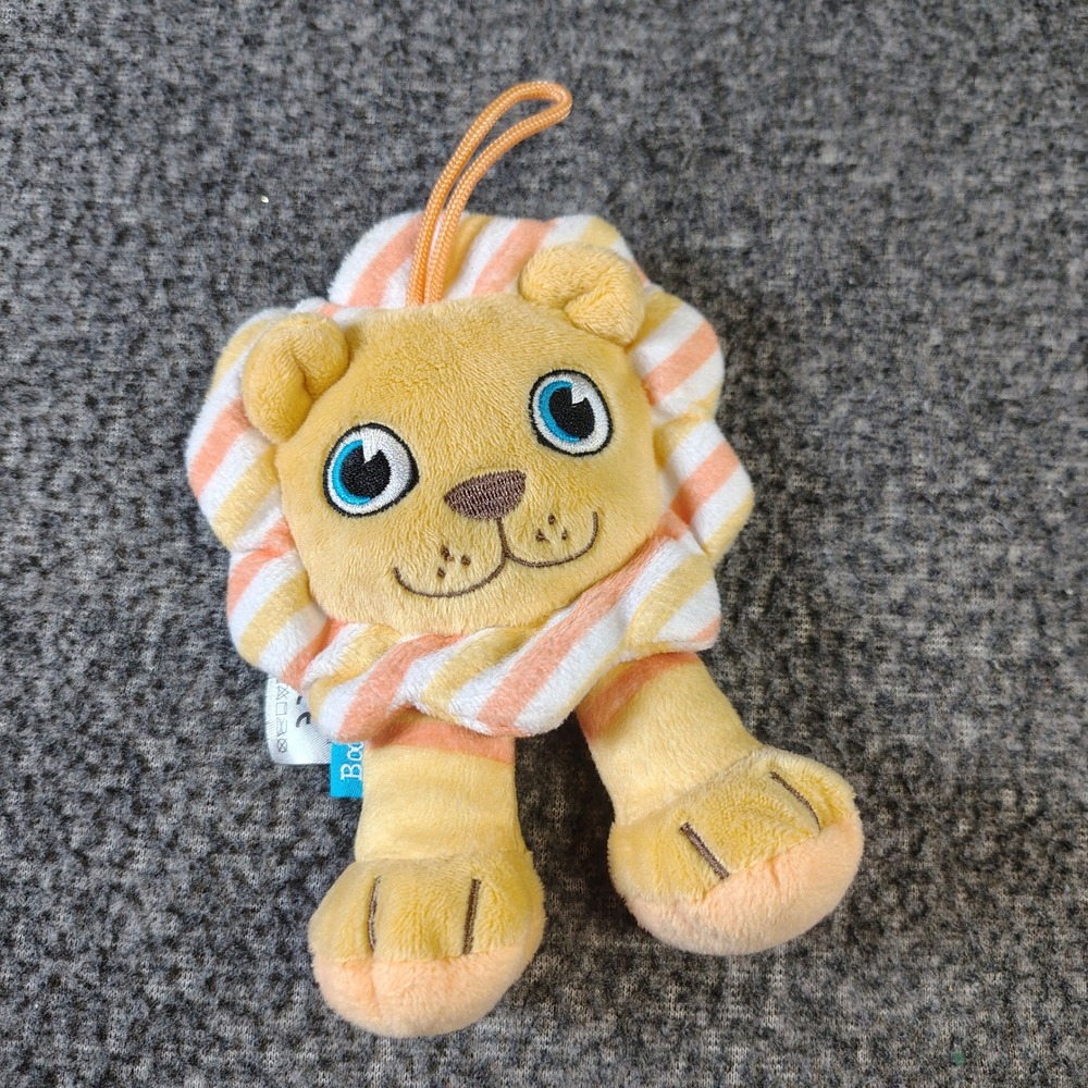 BooginHead Lion Plush Pacifier Holder Yellow Orange Striped Toy